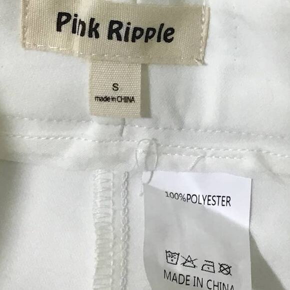 PINK RIPPLE SZ S White Culotte Crop Wide Leg High Rise Flat Front Pants NWT B97 - Picture 8 of 8